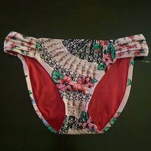 Becca by Rebecca Virtue Swimwear Medium Bikini Bottom Pink Floral High Waisted